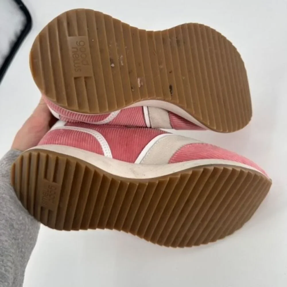 GOOD NEWS Kook suede-trimmed corduroy sneakers‎ Pink Size 39 US Size 9 Platform